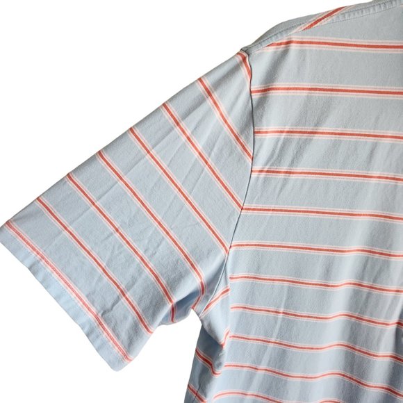 Criquet Men's Polo Size Large Light Blue Striped Soft Pima Cotton Blend - Picture 5 of 9